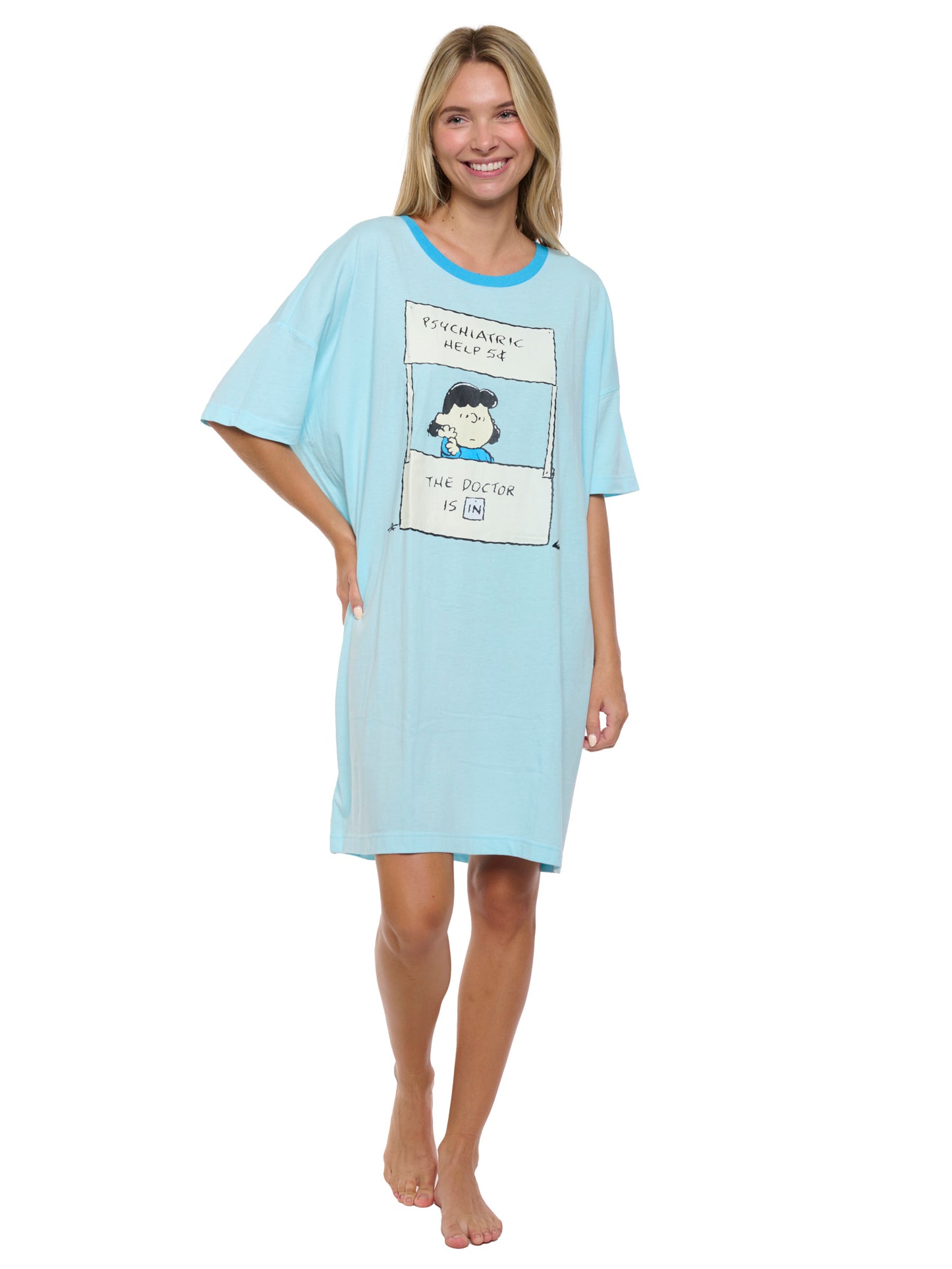 Womens & Womens Plus Size Peanuts Lucy Sleep Shirt Nightgown Pajamas S – Open and Clothing
