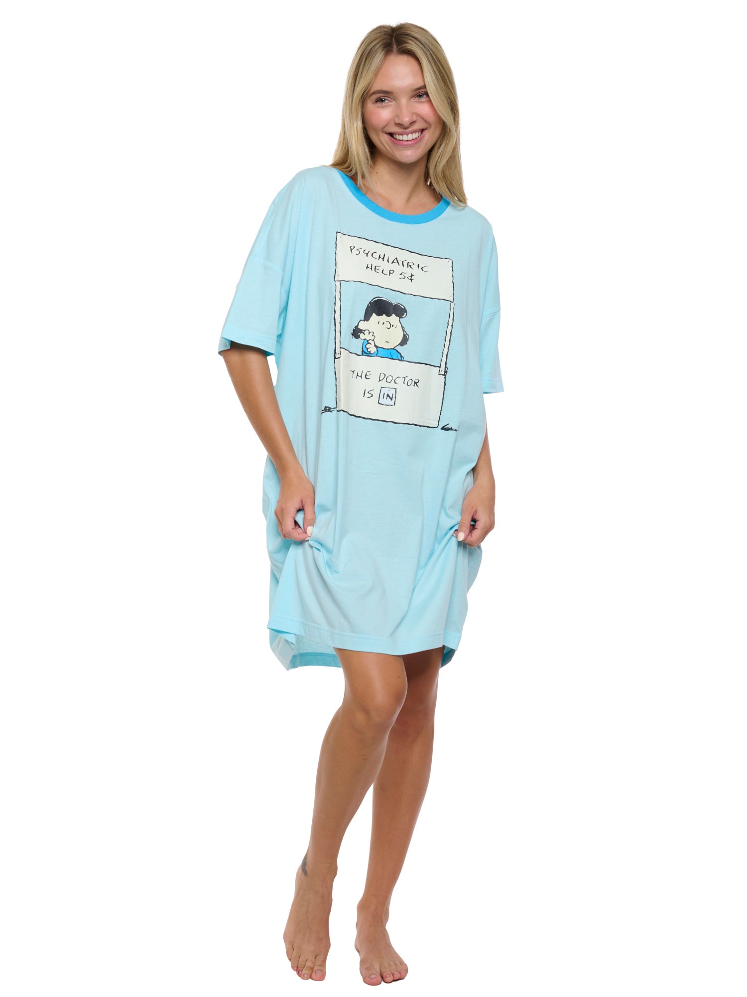Womens & Womens Plus Size Peanuts Lucy Sleep Shirt Nightgown Pajamas S – Open and Clothing