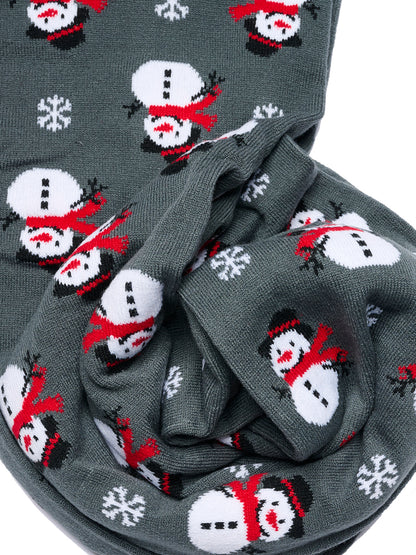 Holiday Scarves Gift Set Reindeer & Snowman Knit Scarves 70" Men Women 2-Pack