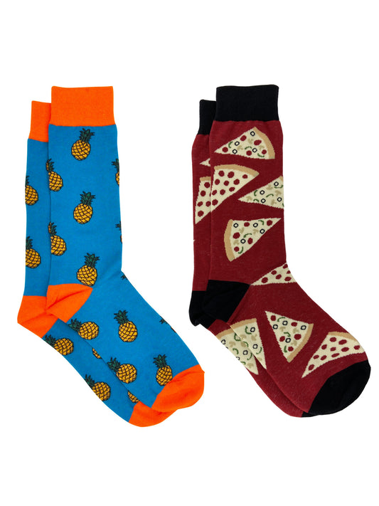 Men's Socks Size 10-13 Tropical Pineapple & Pizza Pepperoni Novelty Fun