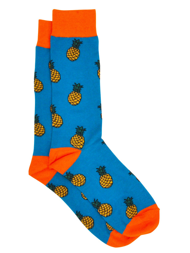 Men's Pineapple Tropical Socks & All-Over Print Avocado Dress Socks 2-Pair Set