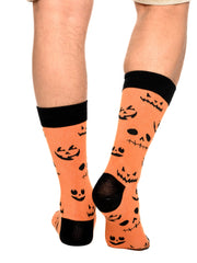Men's Halloween Socks Jack O'Lanterns & Bats Ghosts 2-Pairs Size 10-13