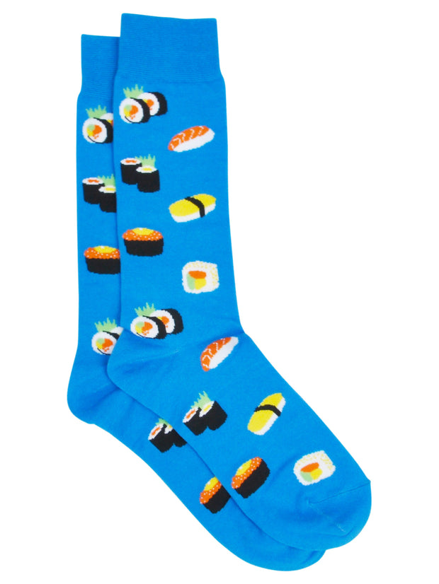 Men's Best Dad Ever Socks Grey and Sushi Rolls & Sashimi Socks All-Over Blue