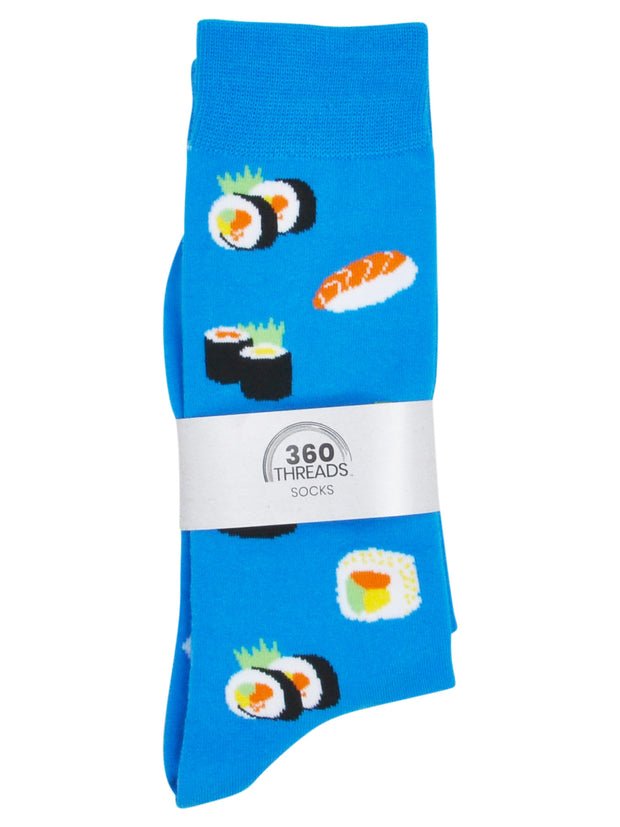 Men's Sushi & Sashimi Socks All-Over Size 10-13 Blue
