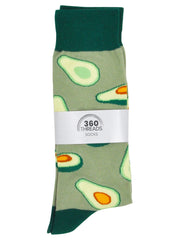 Men's Green Avocados & All-Over Taco Novelty Dress Socks Food 2-Pair Set