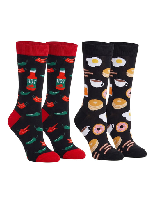 Men's Hot Sauce Peppers Socks & Breakfast Foods Eggs Bacon Socks 2-Pair Set