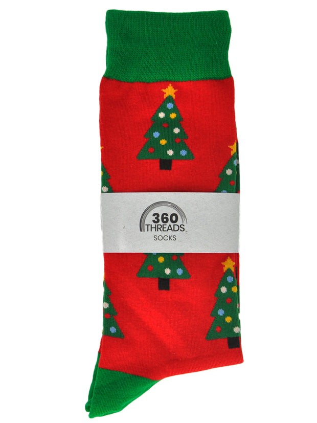 Men's Christmas Socks Santa Claus & Christmas Trees Socks Size 10-13 (2-Pairs)