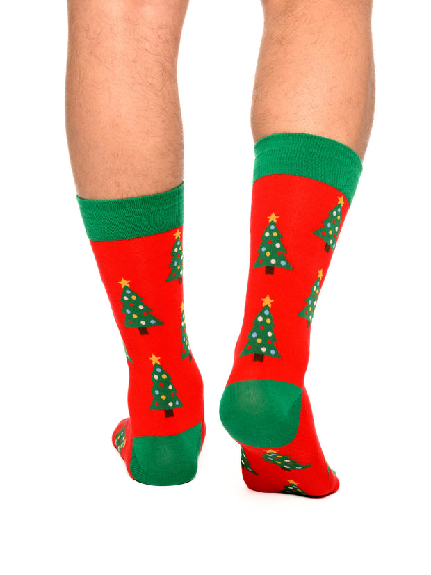 Men's Christmas Socks Reindeers & Trees & Size 10-13 (2-Pair Set)
