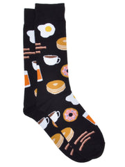 Men's Breakfast Foods Dress Socks & All-Over Taco Food Novelty Socks 2-Pair Set