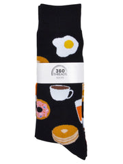 Men's Breakfast Foods Socks Eggs Bacon & BBQ Grill Hot Dog Socks 2-Pair Set