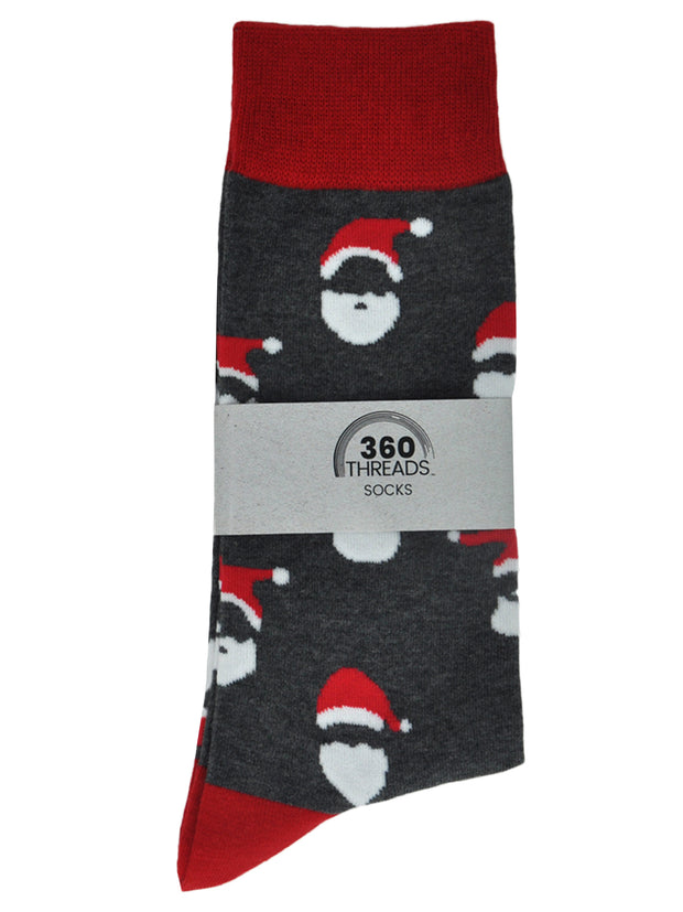 Men's Santa Claus Christmas Socks Size 10-13 Gray Red
