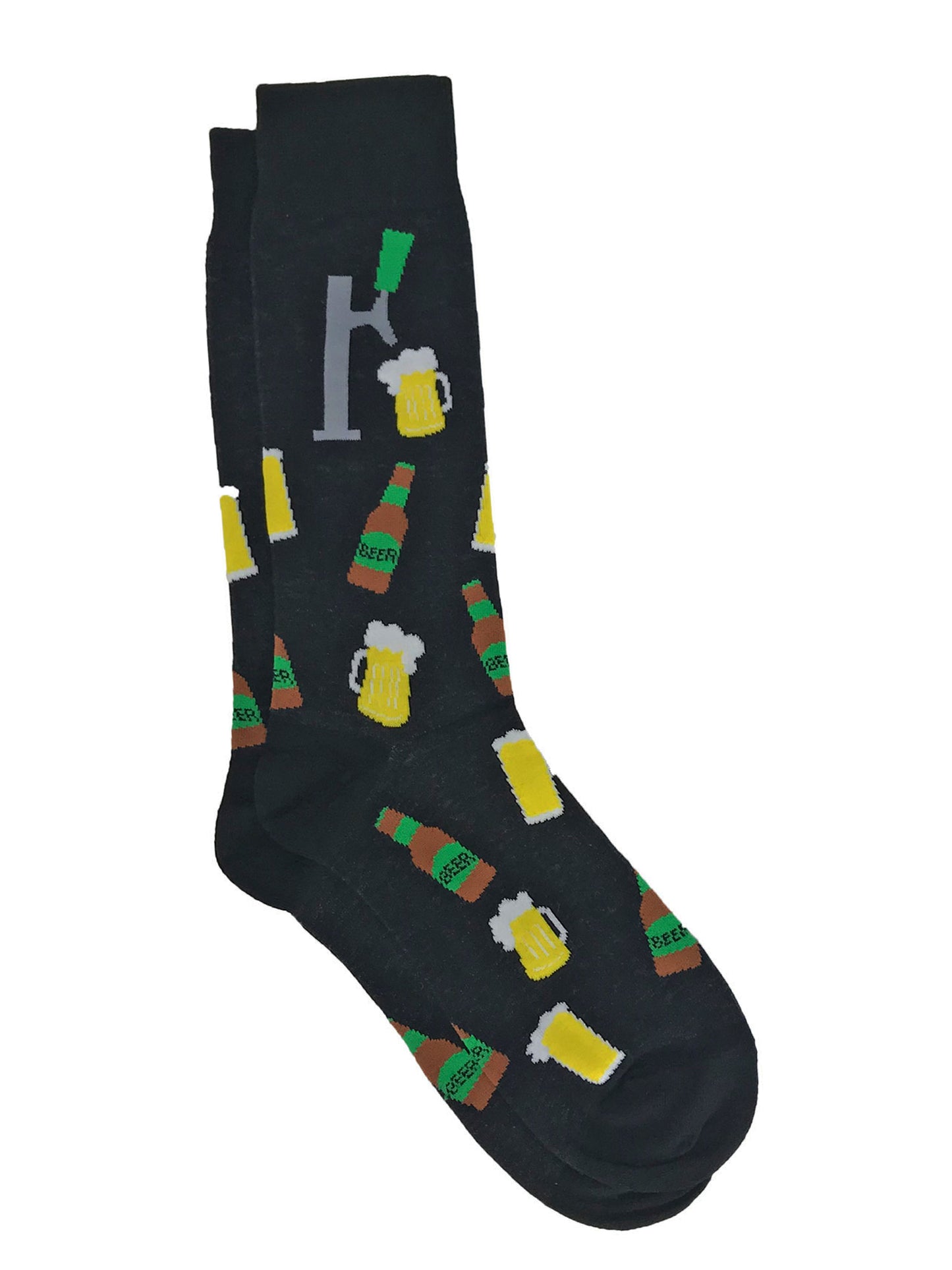 Men's Beer Tap and Mugs Socks Size 10-13 Black