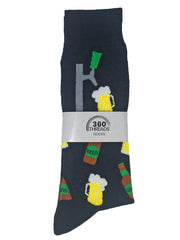 Men's Beer Tap and Mugs Socks Size 10-13 Black