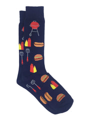 Men's BBQ Hot Dogs Socks & All-Over Taco Food Novelty Dress Socks 2-Pair Set