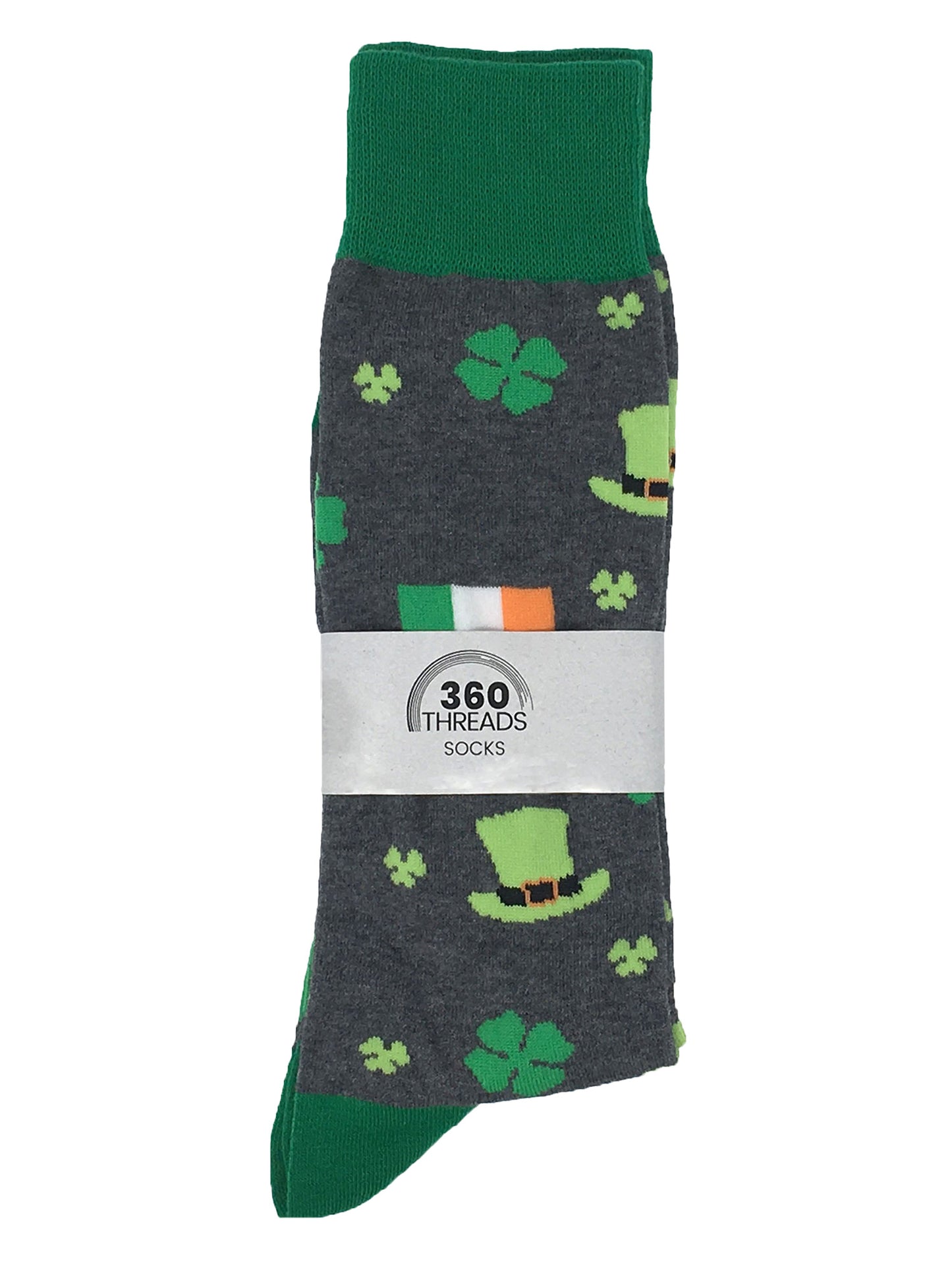 Men's St Patricks Day Socks Lucky Clovers Shamrocks Irish Flags Green (6 Pairs)
