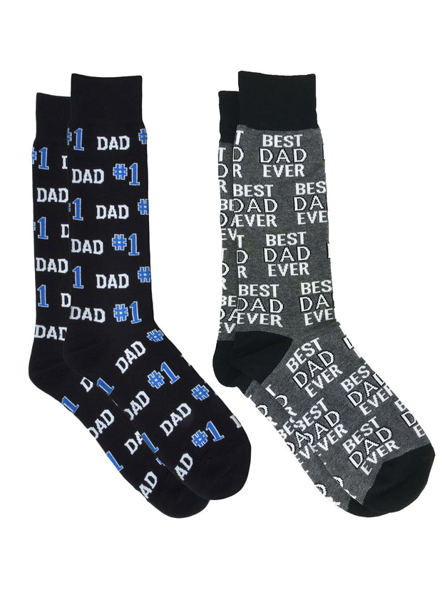 Men's #1 Dad & Best Dad Ever Novelty Funny Socks Father's Day 2-PACK