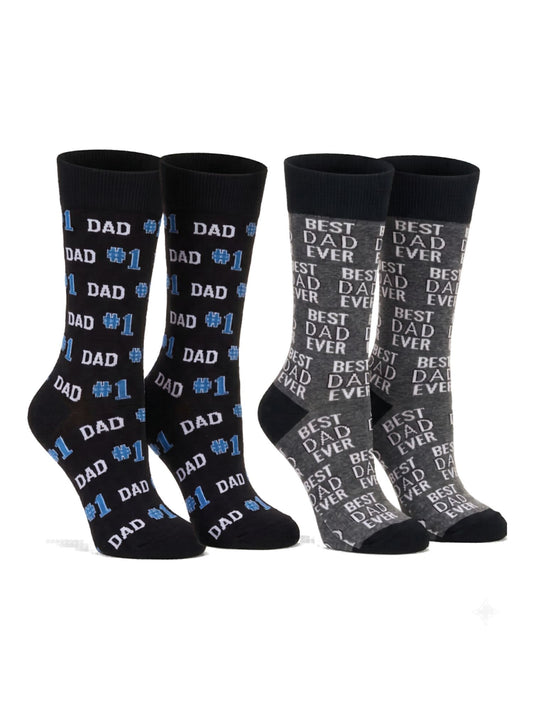 Men's #1 Dad & Best Dad Ever Novelty Funny Socks Father's Day 2-PACK