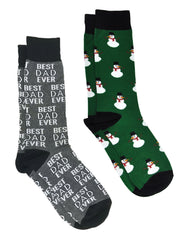 Christmas Men's Snowmen All-Over Print & Best Dad Ever Socks 2-Pair Set