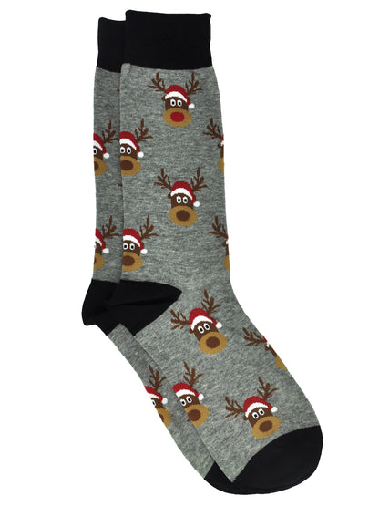 Men's Christmas Socks Snowmen All-Over Print & Reindeer Size (10-13) 2-Pair Set