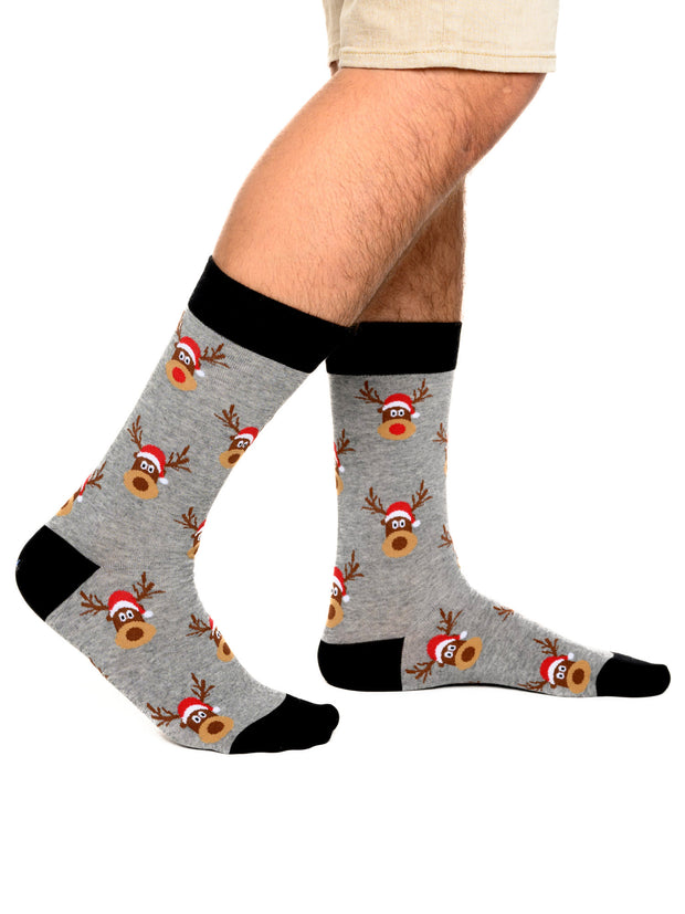 Men's Christmas Socks Reindeers & Trees & Size 10-13 (2-Pair Set)