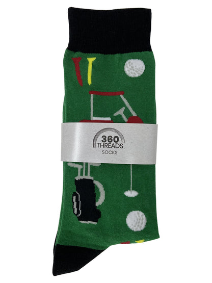 Men's Golf Socks Sport Clubs Ball Cart Size 10-13 Green