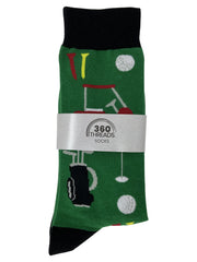 Men's Golf Socks Sport Clubs Ball Cart Size 10-13 Green