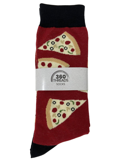 Men's Chili Pepper Hot Sauce & Pizza Novelty Dress Socks Food (2-Pair Set)