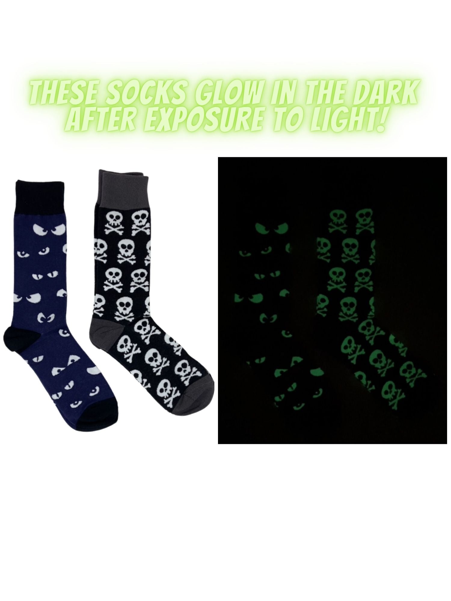 Men's Halloween Socks Jack O' Lanterns Bats Spooky Eyes Skulls 4-Pair Set
