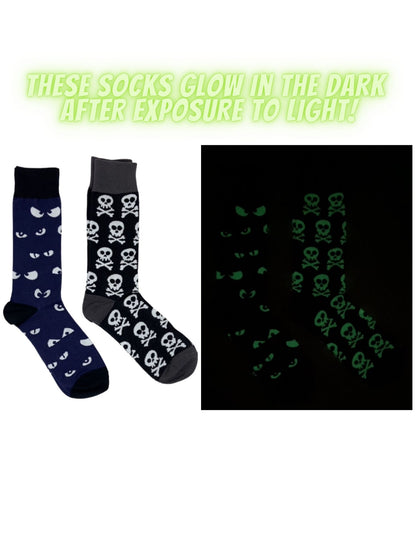 Men's Halloween Socks Jack O' Lanterns Bats Spooky Eyes Skulls 4-Pair Set