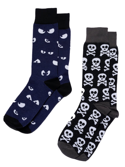 Men's Halloween Socks Jack O' Lanterns Bats Spooky Eyes Skulls 4-Pair Set