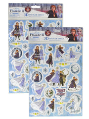 Disney Frozen II Elsa Anna Raised 3D Sticker Sheet Kristoff 2-Piece Set (48-CT)