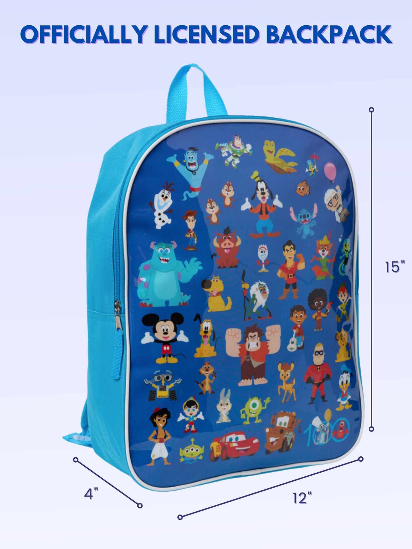 Disney Backpack Blue 15" Mickey Mouse Woody Aladdin Nemo Boys D100 Bookbag Blue