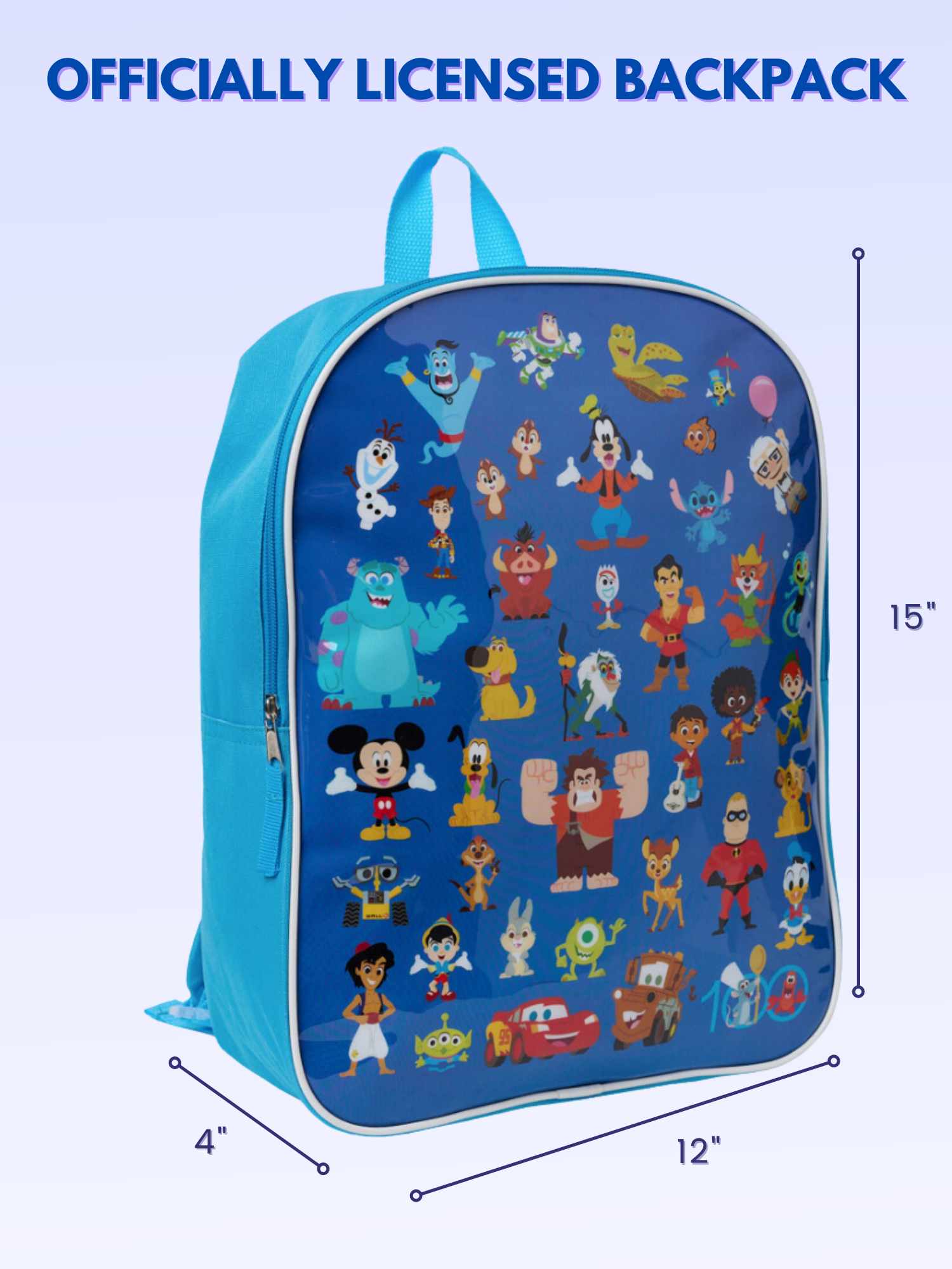 Disney Backpack Blue 15" Mickey Mouse Woody Aladdin Nemo Boys D100 Bookbag Blue