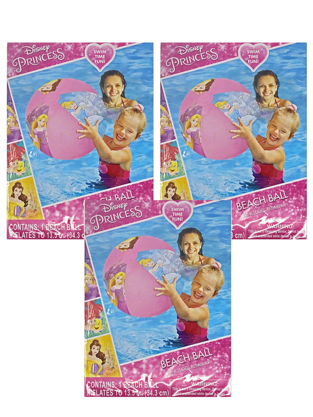 Girls Disney Princesses Beach Ball Inflatable 13.5" 3-PACK Pool Party Favor