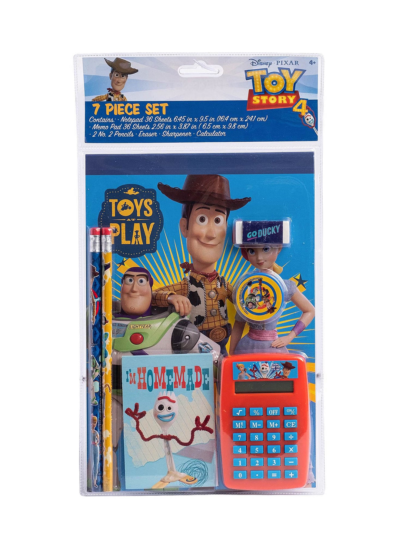 Toy Story 4 7-Pcs Stationery Set Notepad Memo Pad Pencils Sharpener Ca –  Open and Clothing