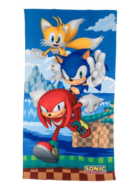 Sonic The Hedgehog Beach Towel 54" x 27" Pool Bath Sega Knuckles Tails