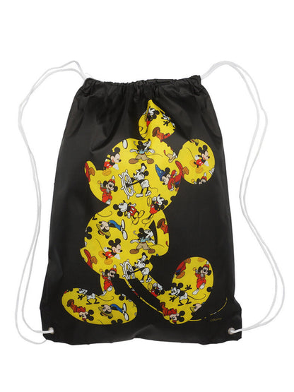 Disney Mickey Mouse Black 18" Drawstring Bag w/ Mickey Pluto Rain Poncho Set