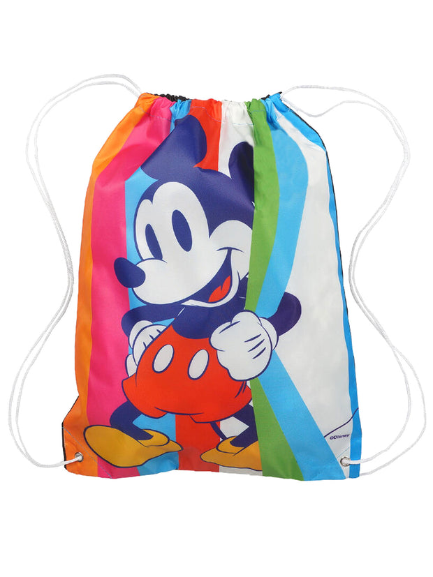 Disney Mickey Mouse Drawstring Sling Cinch Bag Stripes