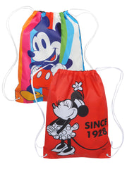 Disney Mickey & Minnie Mouse 2-Piece Non Woven Drawstring Sling Bag Stripes Set