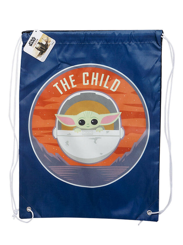 Disney Star Wars Grogu Baby Yoda 18" Blue Drawstring Sling Cinch Bag The Child