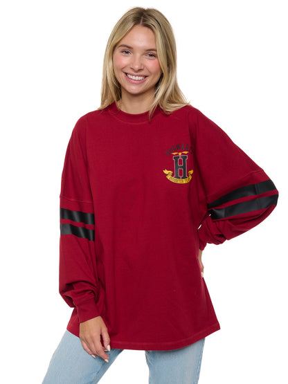 Women's Harry Potter Jersey Oversized Long Sleeve Hockey Style Red Maroon