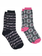 Women's #1 Mom & Best Mom Ever Novelty Crew Socks Mother's Day Gift Pack