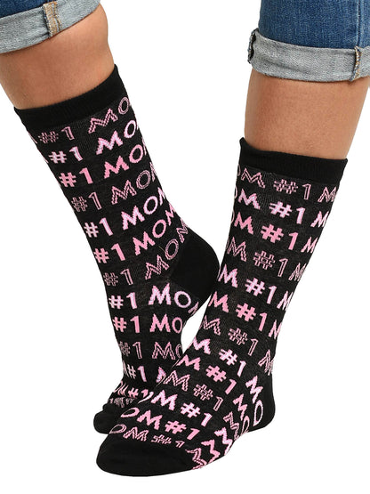 Women's #1 Mom Socks All-Over Print Novelty Gift Black