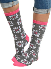 Women's All-over Print Best Mom Ever & Tacos Fun Novelty Crew Socks (2 Pair)