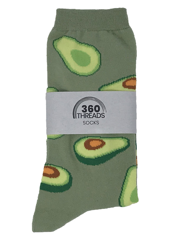 Women's Avocado & Sushi Rolls Sashimi Crew Socks 2-PAIRS All-Over Print Food