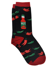 Women's Hot Sauce & Chili Peppers Novelty Socks Black Food