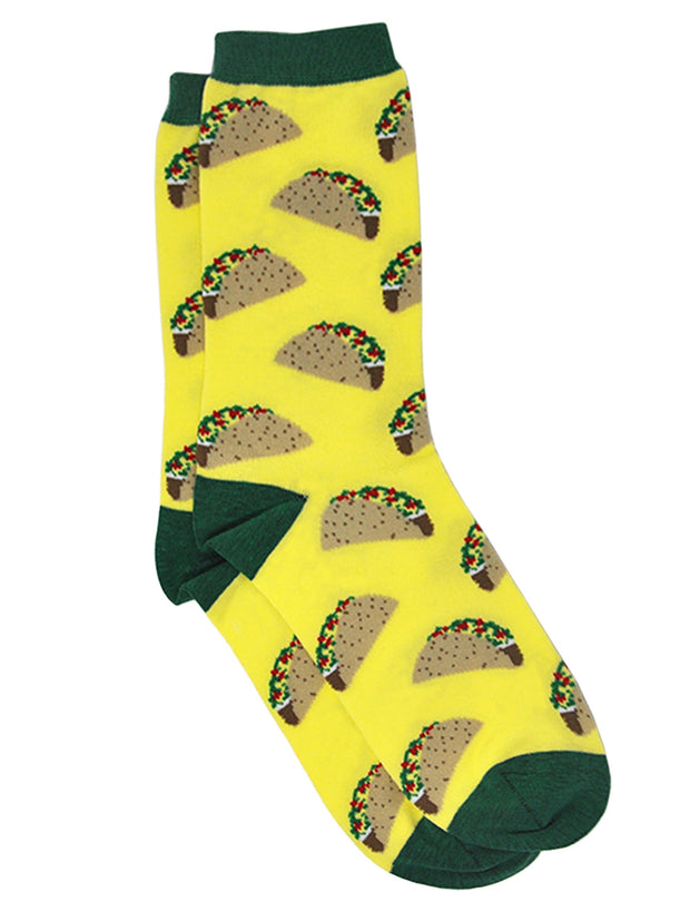 Women's Taco Socks All-Over Food Print Novelty Crew (1 Pair)