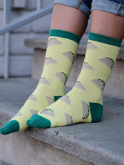 Women's Taco Socks All-Over Food Print Novelty Crew (1 Pair)