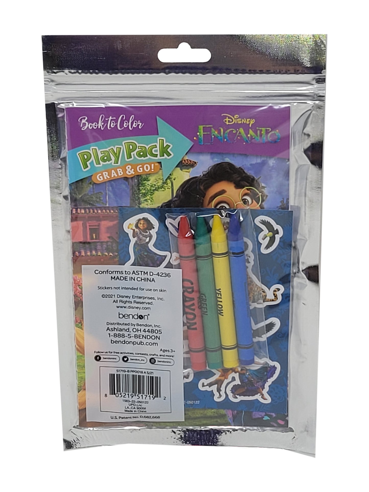 Encanto 12" Tote Bag Purple w/ Disney Grab-n-Go Play Pack Stickers Crayons set