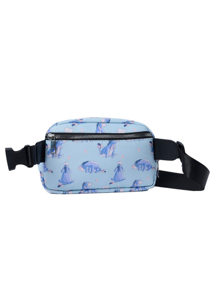 Disney Eeyore Belt Bag, Blue Faux Leather Fanny Pack Waist Bag for Women & Teens